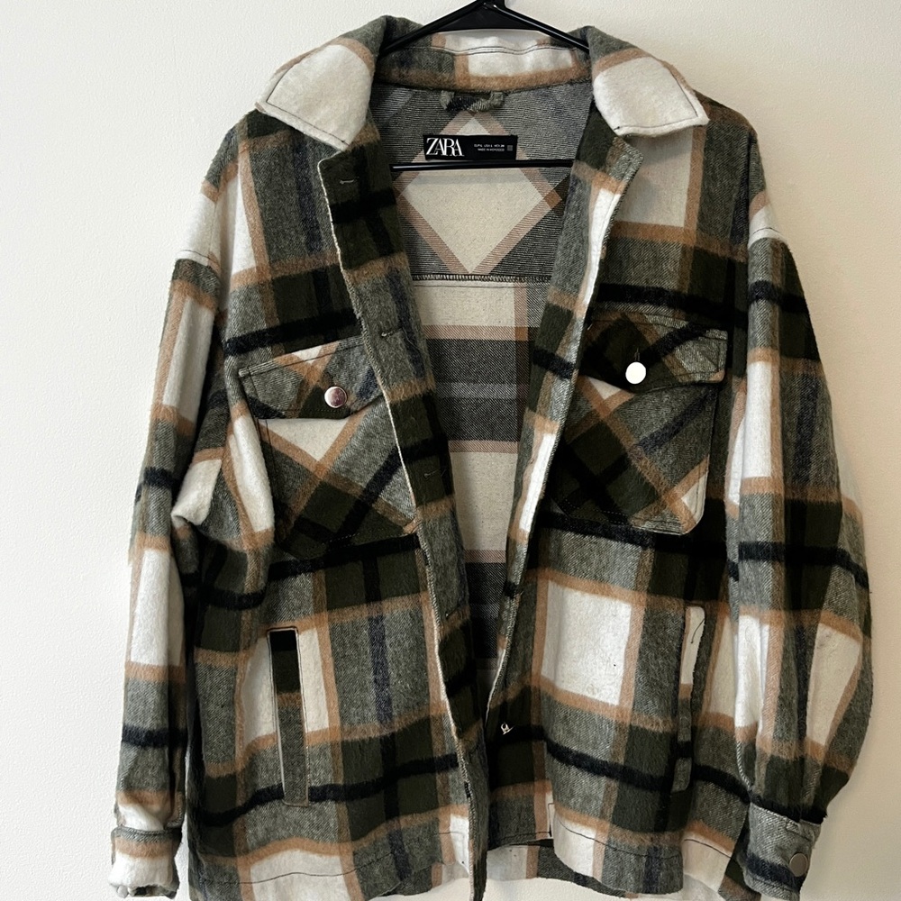 Zara Women’s Plaid Jacket - Green and Brown